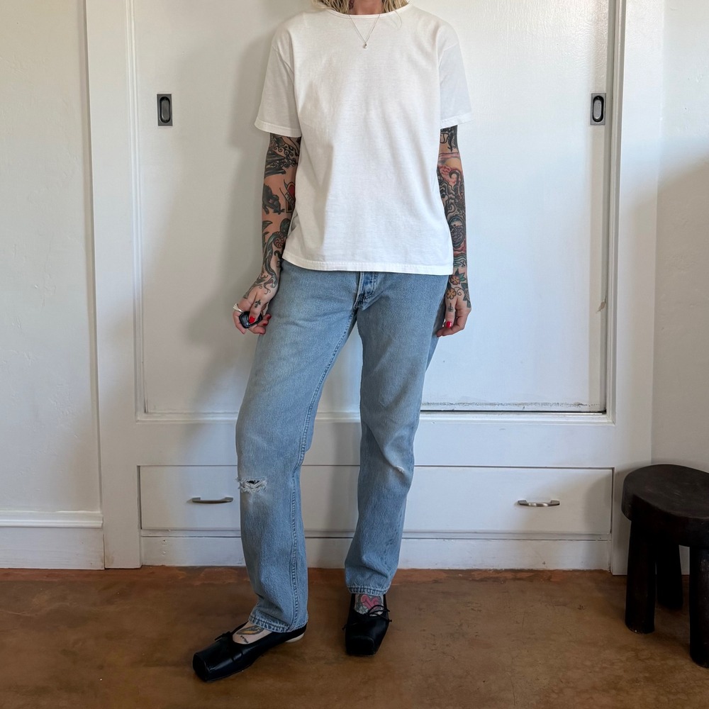 Vintage Honors White Cotton T-Shirt Crew Neck Short Sleeve Basic Tee Medium